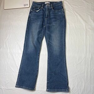 LOFT The Curvy Kick Crop Jeans Womens 25/0 Medium Wash High Rise Flare Blue